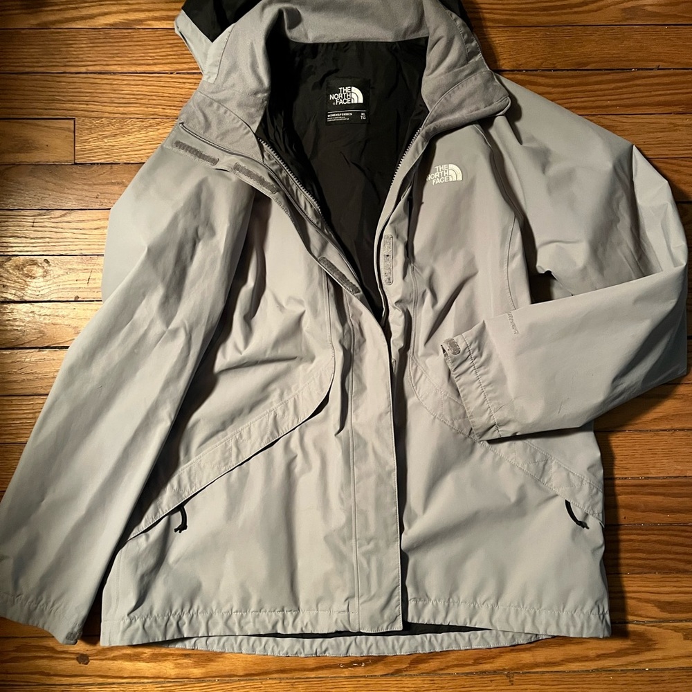 The North Face Gray Rain Windbreaker Jacket hood zip XL